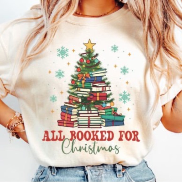 NEW Comfort Colors All Booked For Christmas Graphic Tee, Oversized Shirt S-3X - Picture 1 of 3